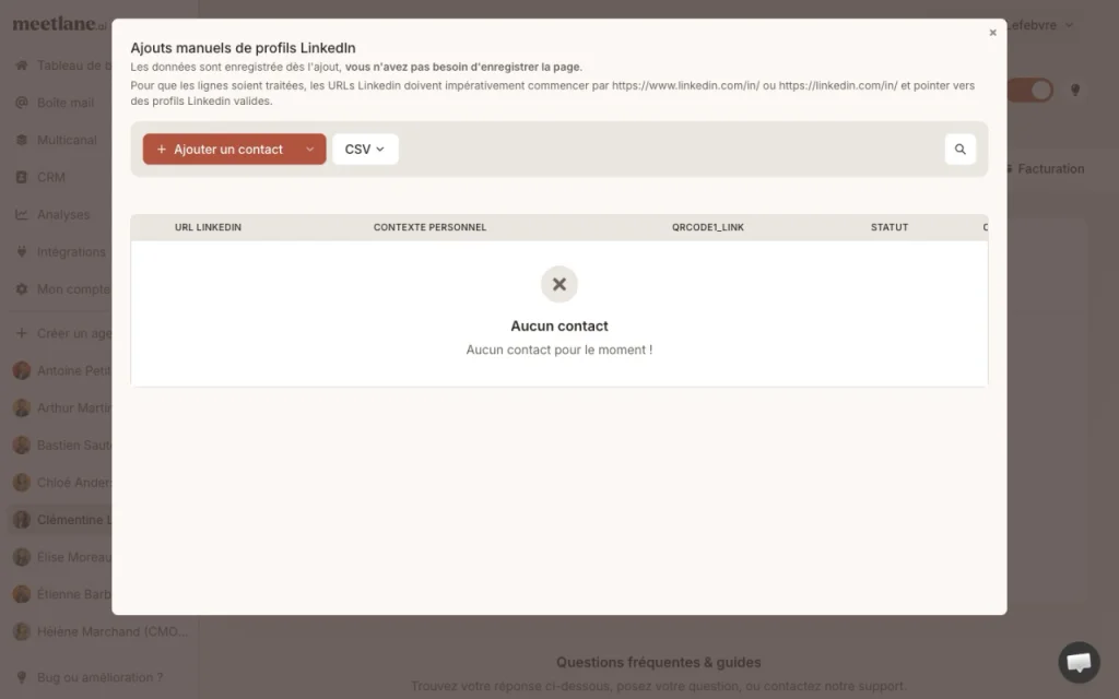 Import de contacts