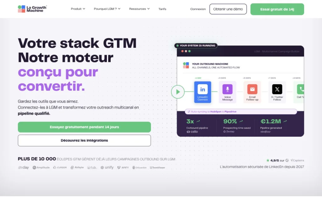 Page d'accueil du site de La Growth Machine