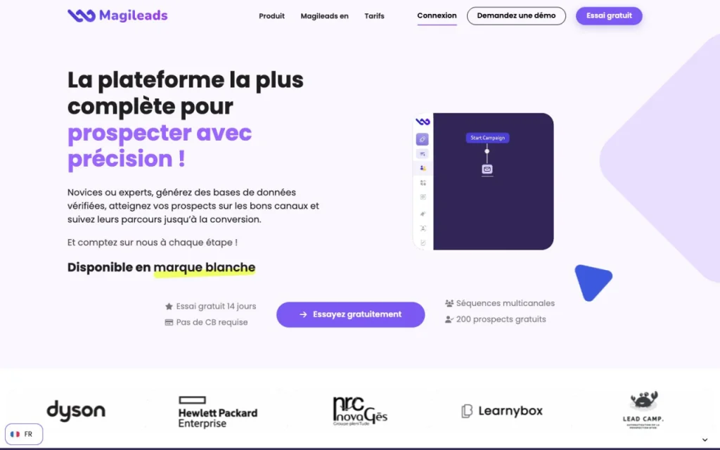 Page d'accueil du site de Magileads