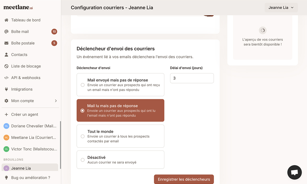 Déclencheurs automatiques