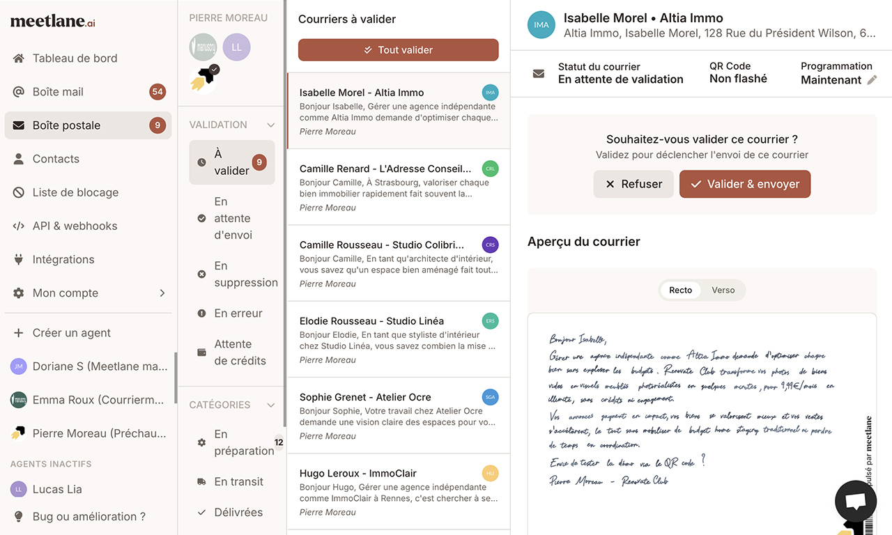 Pop in tutoriel pour la vérification des cinq courriers tests lorsqu’on se rend sur la boîte postale pour la première fois.