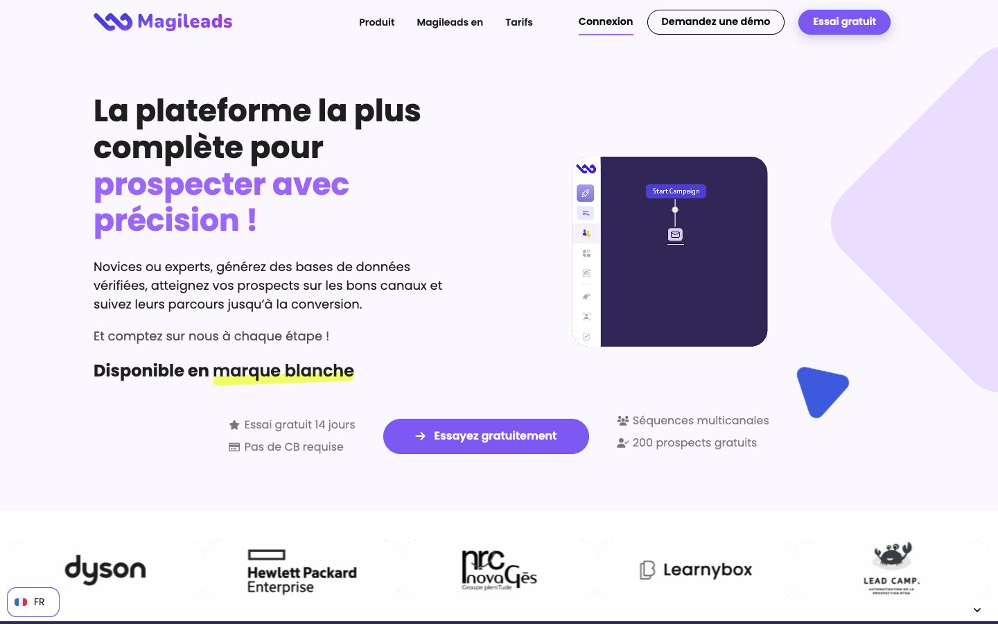 Page d'accueil du site de Magileads