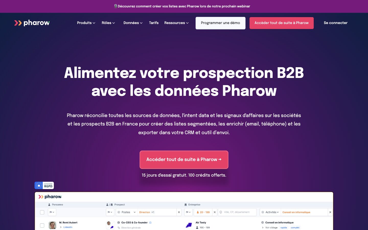 Page d'accueil du site de Pharow